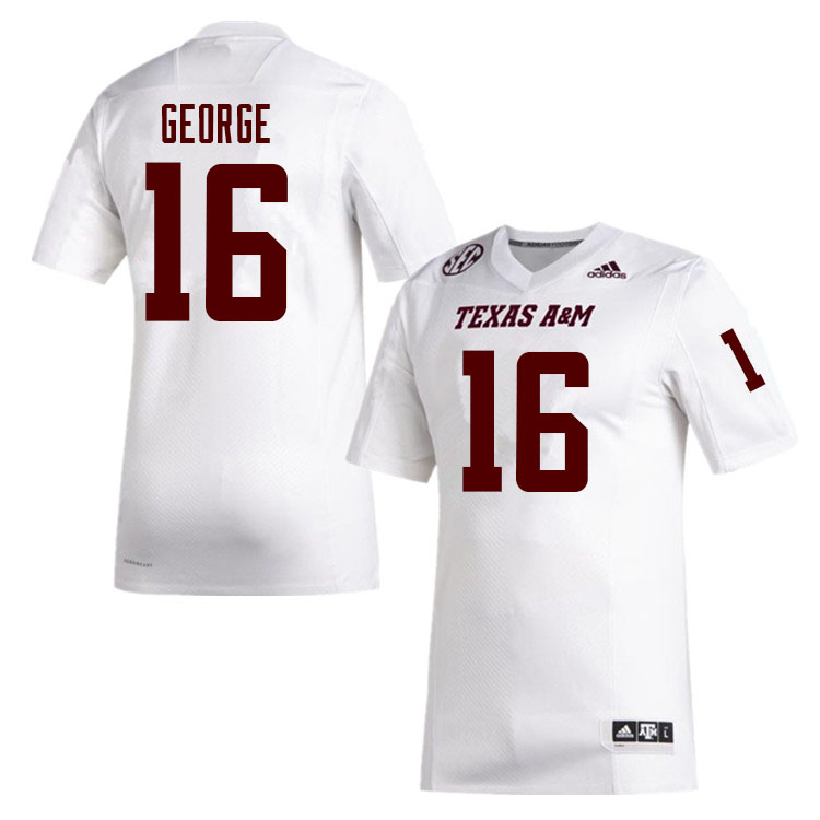 Men #16 Brian George Texas A&M Aggies College Football Jerseys Sale-White - Click Image to Close